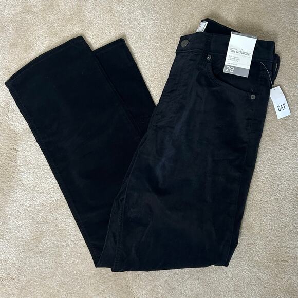 Gap 90’s High Rise Straight Leg Corduroy Black Pants Sz 29/8P - Picture 6 of 9